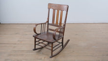 Load and play video in Gallery viewer, Antique Oak Slat-Back Rocking Chair
