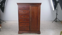 Load and play video in Gallery viewer, Broyhill Hamlett Cherry Chifforobe Wardrobe Chest with Drawers
