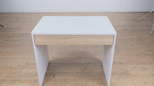 Load and play video in Gallery viewer, Modern White Desk with Wood-Tone Drawer
