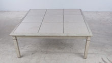 Load and play video in Gallery viewer, Square Stone Tile Top Coffee Table with Distressed Cream Finish
