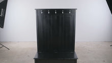 Load and play video in Gallery viewer, Black Wood Hall Tree Bench with Storage and Coat Hooks
