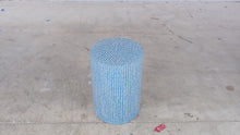 Load and play video in Gallery viewer, Blue and White Bone Inlay Geometric Drum Side Table

