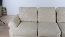 Load and play video in Gallery viewer, Brookwood Traditional Damask Sofa with Rolled Arms – 100”
