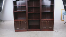 Load and play video in Gallery viewer, Set of Three Traditional Open Bookcases with Lower Storage Cabinets
