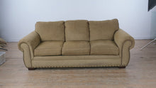 Load and play video in Gallery viewer, Broyhill Upholstered Sofa with Nailhead Trim – 98” Wide
