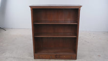Load and play video in Gallery viewer, Antique Walnut Open Bookcase with Adjustable Shelves and Drawers
