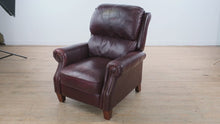 Load and play video in Gallery viewer, Merlot Burgundy Leather Recliner with Nailhead Trim
