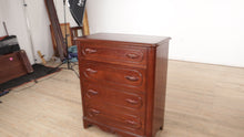 Load and play video in Gallery viewer, Vintage Mahogany 4-Drawer Chest of Drawers with Rounded Corners
