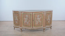 Load and play video in Gallery viewer, Italian Hand-Painted Rococo Style Sideboard with Curved Front &amp; Floral Panels
