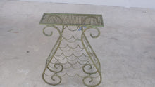 Load and play video in Gallery viewer, Wrought Iron Wine Rack Console Table with Verdigris Finish
