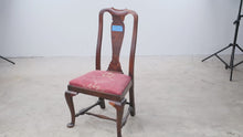 Load and play video in Gallery viewer, Antique Queen Anne Style Mahogany Side Chair with Upholstered Seat
