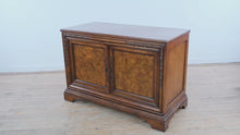 Load and play video in Gallery viewer, Carved Burlwood-Style Storage Credenza with Dovetailed Drawers
