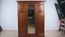 Load and play video in Gallery viewer, J.T. Smith &amp; Co. English Walnut Hall Wardrobe Armoire with Mirror
