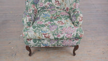 Load and play video in Gallery viewer, Vintage Floral Upholstered Wingback Lounge Chair with Mahogany Cabriole Legs
