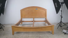 Load and play video in Gallery viewer, King Size Wood Bed Frame with Parquet Headboard and Carved Leaf Detail

