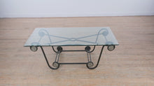 Load and play video in Gallery viewer, Wrought Iron &amp; Glass Coffee Table – 48” Wide x 25” Deep x 18” Tall
