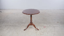 Load and play video in Gallery viewer, Mahogany Tilt-Top Piecrust Side Table with Carved Claw Feet
