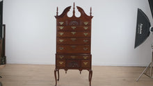 Load and play video in Gallery viewer, Philadelphia Style Mahogany Tallboy Dresser by Councill Craftsmen
