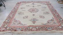 Load and play video in Gallery viewer, Chinese Style Floral Medallion Area Rug 93 x 128 Ivory Rose Blue
