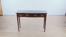 Load and play video in Gallery viewer, Mahogany Console Table with Three Drawers and Brass Hardware
