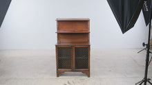 Load and play video in Gallery viewer, Antique Victorian-Style Wood Étagère Cabinet with Wire Grille Doors
