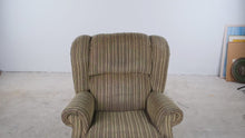 Load and play video in Gallery viewer, Traditional Wingback Recliner Chair with Striped Upholstery and Carved Claw Feet
