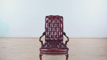 Load and play video in Gallery viewer, Tufted Burgundy Leather Wingback Armchair with Nailhead Trim
