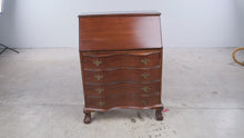 Load and play video in Gallery viewer, Governor Winthrop Style Mahogany Serpentine Front Secretary Desk
