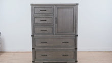 Load and play video in Gallery viewer, Vickery Creek Weathered Grey Cabinet Door Chest of Drawers
