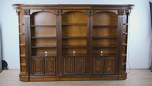 Load and play video in Gallery viewer, Large Traditional Wood 5 Piece Wall Unit Bookcase with Cabinets and Lighting
