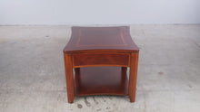 Load and play video in Gallery viewer, Traditional Inlaid Wood End Table with Lower Shelf
