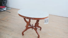 Load and play video in Gallery viewer, Victorian-Style Marble Top Parlor / Tea / Entry Table – 27.5” Tall
