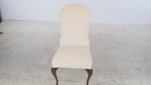 Load and play video in Gallery viewer, Traditional Queen Anne Style Cream Upholstered Slipper Chair with Cabriole Legs
