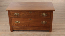 Load and play video in Gallery viewer, Antique Oak Low 2-Drawer Chest of Drawers
