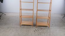 Load and play video in Gallery viewer, Pair of Modern Wood Ladder Bookshelves with Five-Tier Open Shelving
