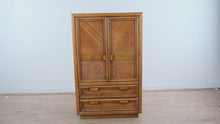 Load and play video in Gallery viewer, Vintage Oak Gentleman’s Chest Armoire with Carved Panel Doors and Drawers
