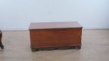 Load and play video in Gallery viewer, Vintage Cedar Blanket Chest Storage Trunk with Lift Top and Carved Base
