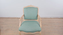 Load and play video in Gallery viewer, French Louis XV Style Upholstered Bergère Accent Chair in Distressed Painted Finish
