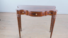 Load and play video in Gallery viewer, Maitland Smith Federal Style Flame Mahogany Three Drawer Console Table II
