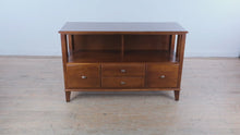 Load and play video in Gallery viewer, Ethan Allen Elements Sienna Wood Credenza Media Console Storage Cabinet

