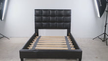 Load and play video in Gallery viewer, Modern Black Faux Leather Tufted Queen Platform Bed Frame
