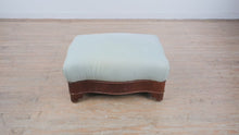 Load and play video in Gallery viewer, Empire Style Upholstered Ottoman Footstool with Mahogany Base Serpentine Apron

