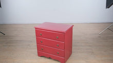 Load and play video in Gallery viewer, Red Rolling Chest with Drop-Front Desk – Child’s Secretary Chest on Casters
