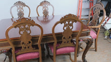 Load and play video in Gallery viewer, Antique Renaissance Revival Dining Set Circa 1910–1925 with 6 Chairs and Leaves
