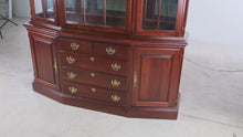 Load and play video in Gallery viewer, Pennsylvania House Solid Cherry Breakfront China Cabinet with Lighted Display and Storage
