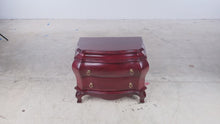 Load and play video in Gallery viewer, Traditional Bombe Chest Nightstand with Two Drawers and Brass Ring Pulls
