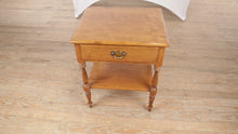 Load and play video in Gallery viewer, Ethan Allen Heirloom Nutmeg 27&quot; Tall Side Table
