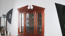 Load and play video in Gallery viewer, St. Arthur Traditional Cherry China Cabinet with Glass Display &amp; Carved Details
