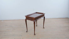 Load and play video in Gallery viewer, Mahogany Queen Anne Tea Table with Tray Top and Pull Out Slides
