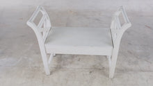 Load and play video in Gallery viewer, White Wood Storage Bench X Back Entryway Window Seat

